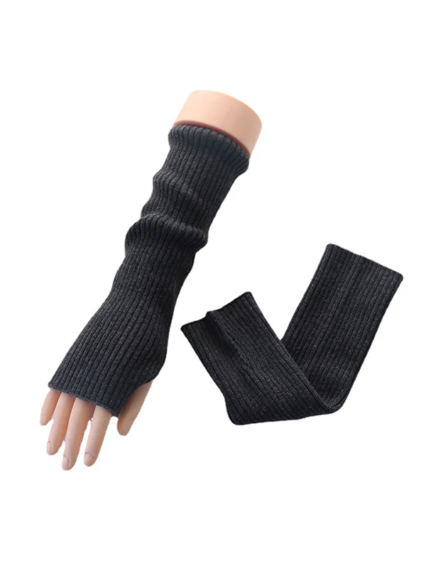 Casual Wool Knitting Keep Warm Solid Color Arm Warmers Accessories - Image 15