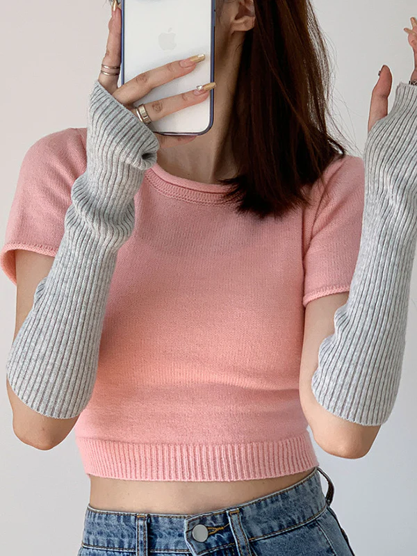 Casual Wool Knitting Keep Warm Solid Color Arm Warmers Accessories - Image 3