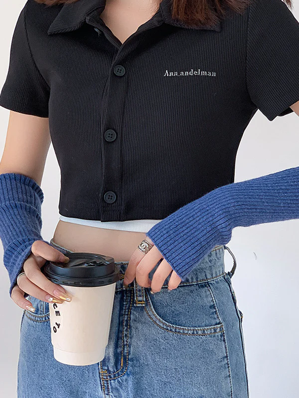 Casual Wool Knitting Keep Warm Solid Color Arm Warmers Accessories - Image 9