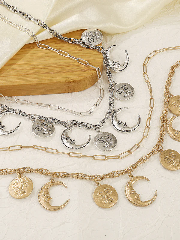 Chains Double Layered Geometric Solid Color Necklaces Accessories - Image 3