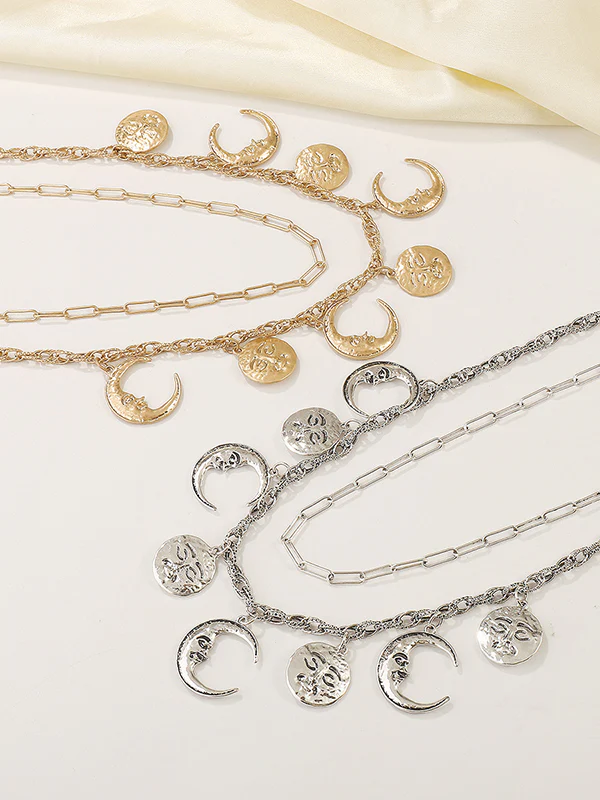 Chains Double Layered Geometric Solid Color Necklaces Accessories - Image 5