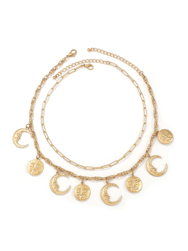Chains Double Layered Geometric Solid Color Necklaces Accessories - Image 7