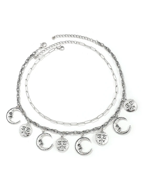 Chains Double Layered Geometric Solid Color Necklaces Accessories - Image 8