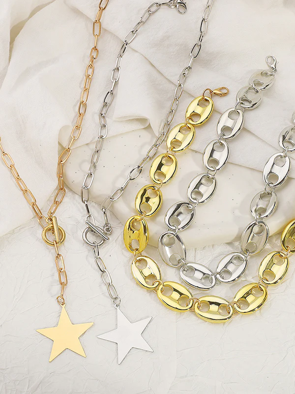 Chains Double Layered Geometric Star Shape Necklaces Accessories - Image 5