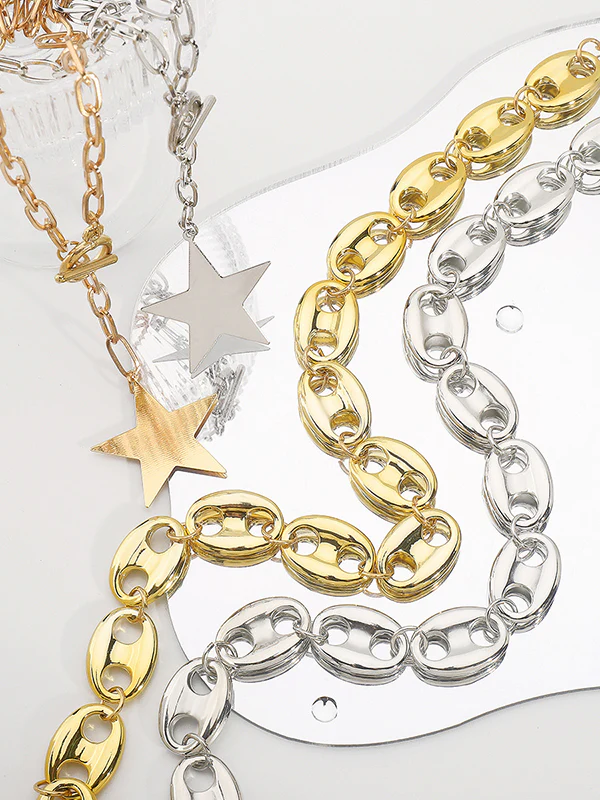 Chains Double Layered Geometric Star Shape Necklaces Accessories - Image 6