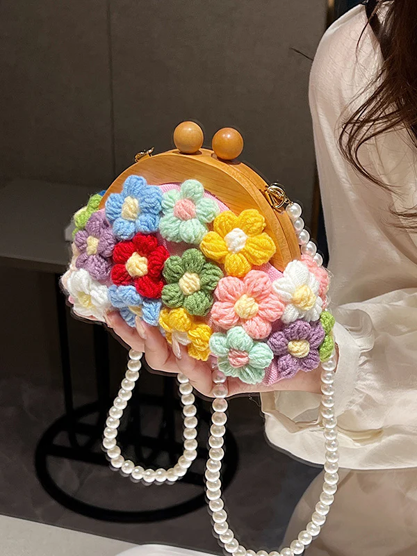 Chains Flower Shape Crossbody Bags Handbags - Image 3