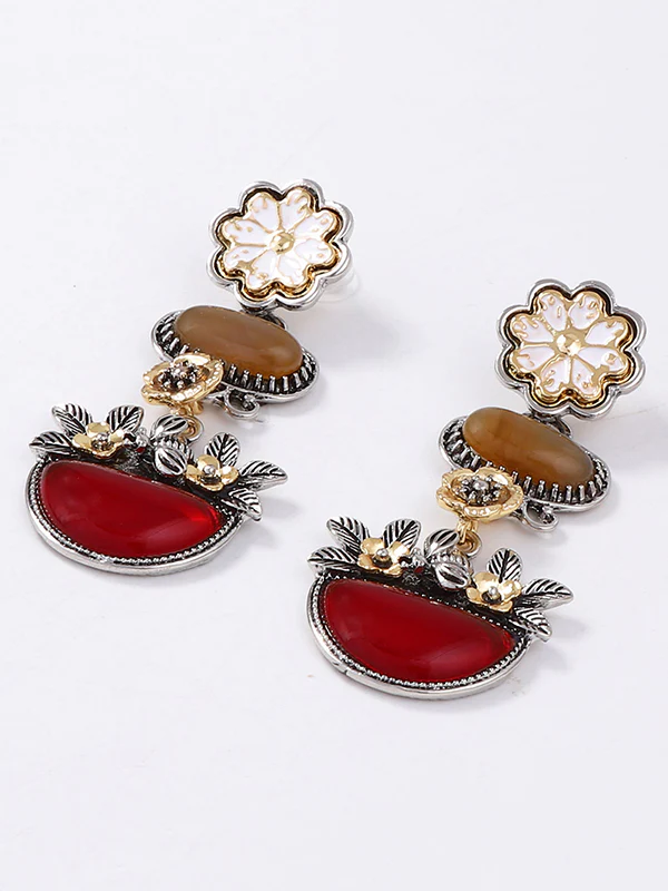 Chains Flower Shape Rhinestone Shiny Earrings Accessories - Image 4