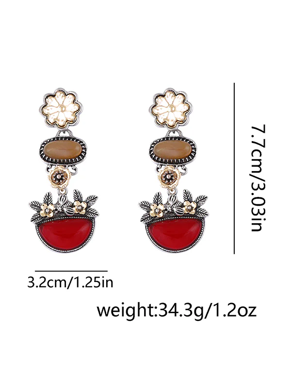 Chains Flower Shape Rhinestone Shiny Earrings Accessories - Image 6