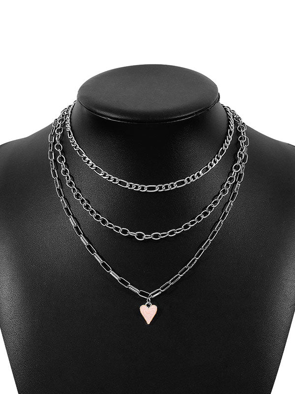 Chains Geometric Heart Shape Layered Necklaces Accessories - Image 7