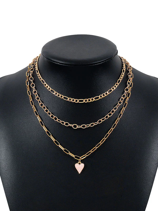 Chains Geometric Heart Shape Layered Necklaces Accessories - Image 8