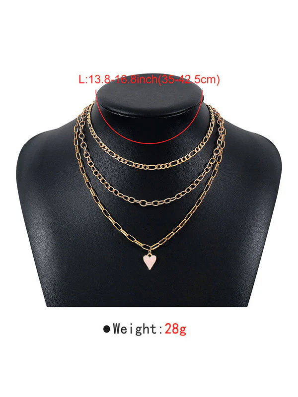 Chains Geometric Heart Shape Layered Necklaces Accessories - Image 9