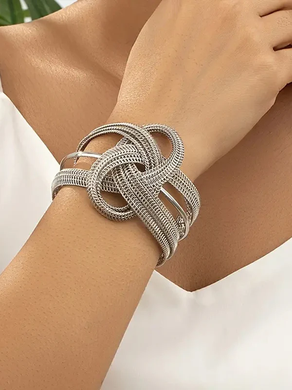 Chains Geometric Interlace Layered Bracelet Accessories - Image 2