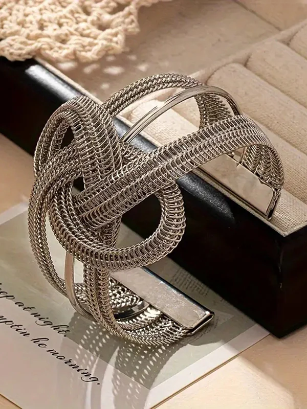 Chains Geometric Interlace Layered Bracelet Accessories - Image 3