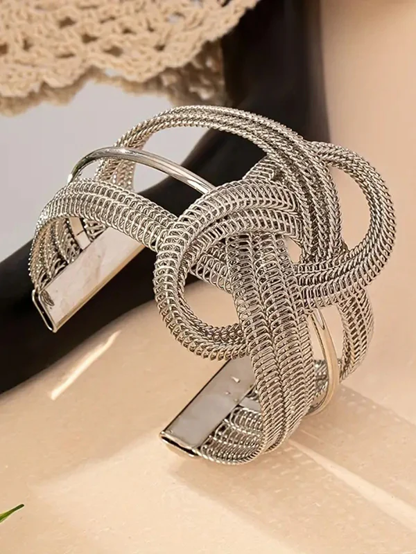 Chains Geometric Interlace Layered Bracelet Accessories - Image 4