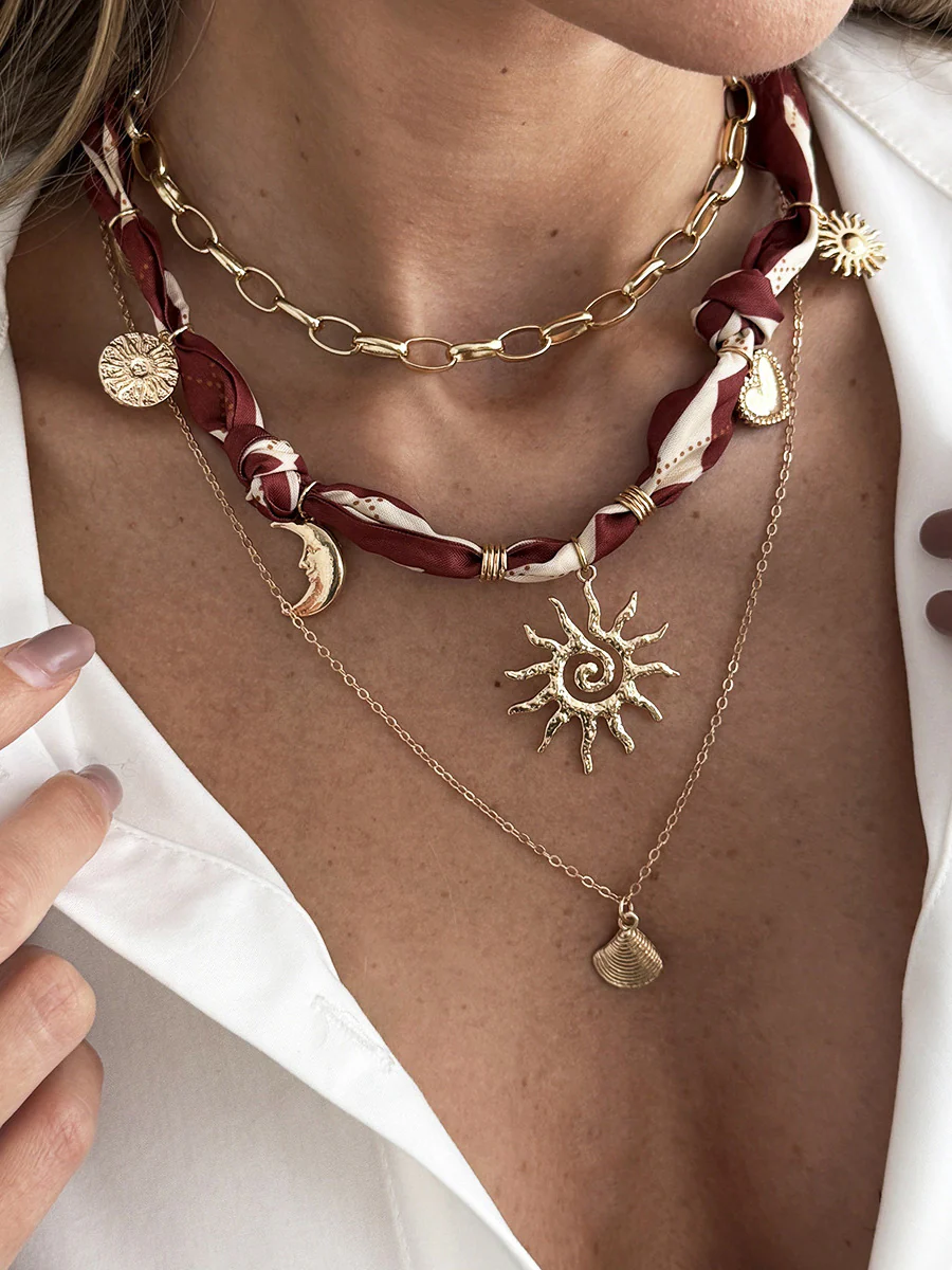 Chains Geometric Layered Necklaces Accessories - Image 4