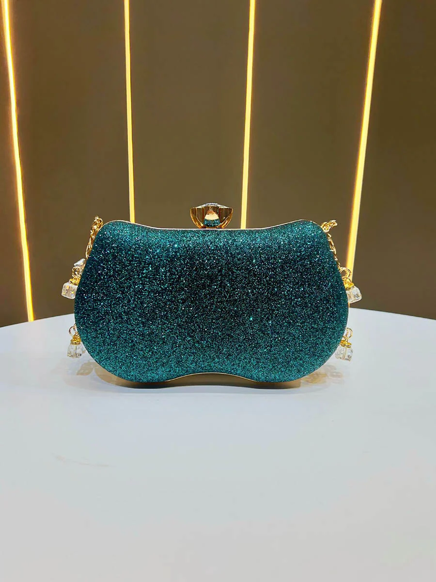 Chains Geometric Lock Rhine Stones Shiny Evening Bags & Clutches Mini Bags - Image 5