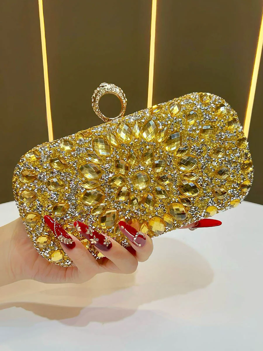 Chains Geometric Lock Rhinestone Shiny Crossbody Bags Evening Bags & Clutches