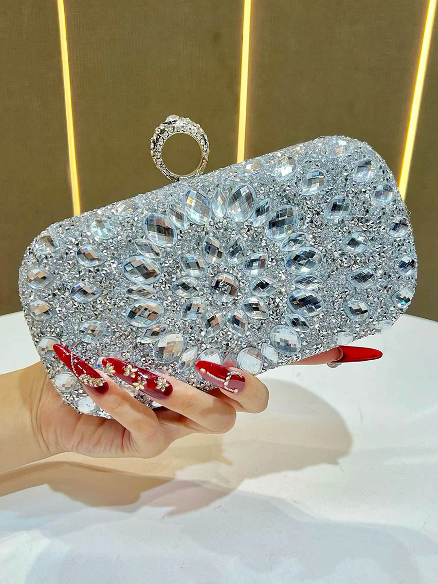 Chains Geometric Lock Rhinestone Shiny Crossbody Bags Evening Bags & Clutches - Image 2