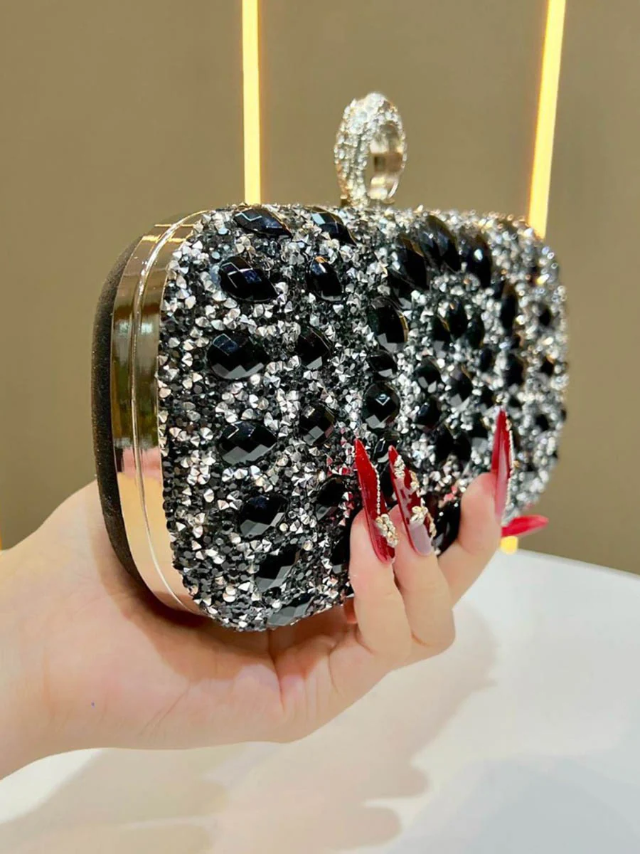 Chains Geometric Lock Rhinestone Shiny Crossbody Bags Evening Bags & Clutches - Image 4