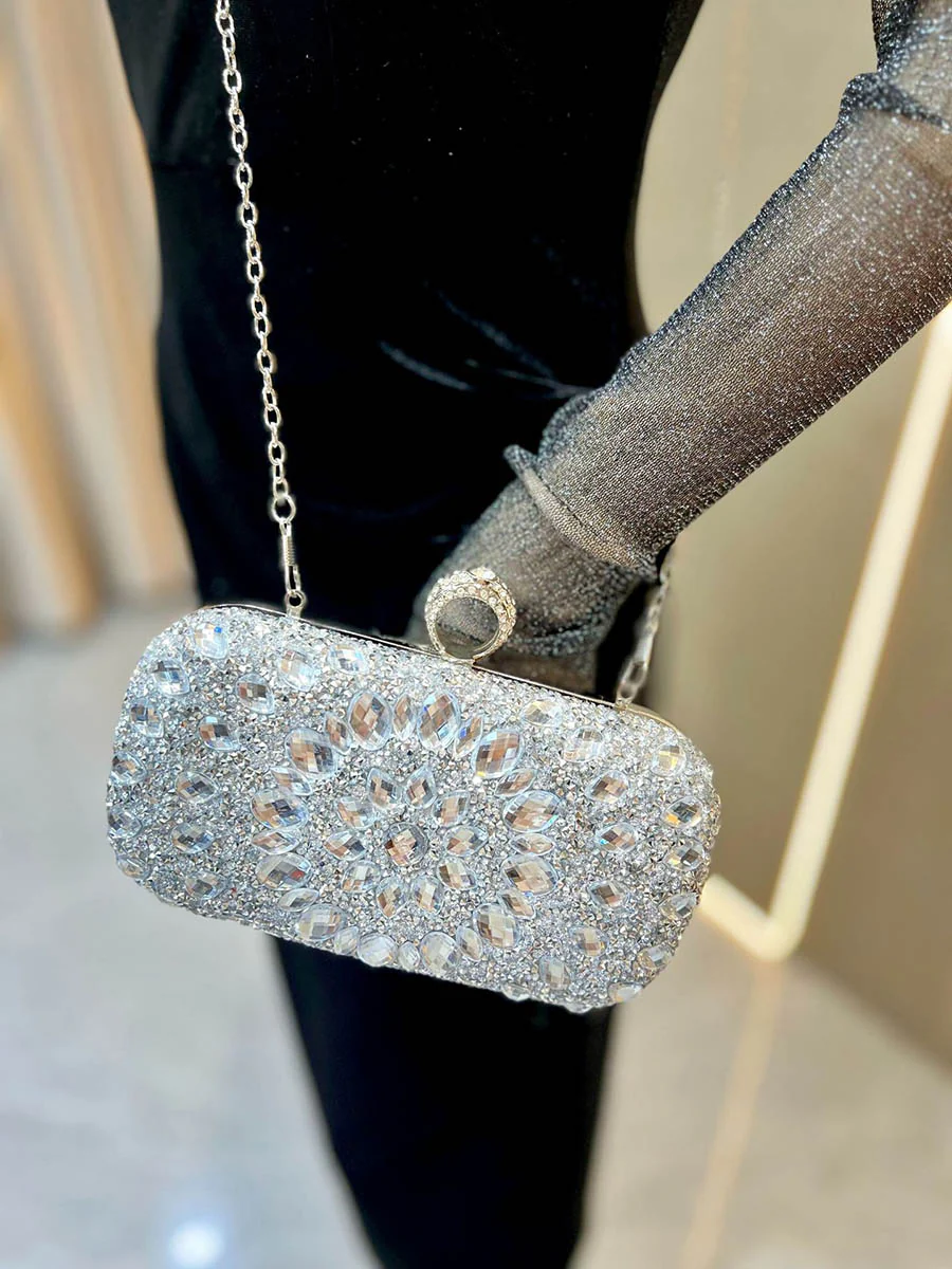 Chains Geometric Lock Rhinestone Shiny Crossbody Bags Evening Bags & Clutches - Image 6