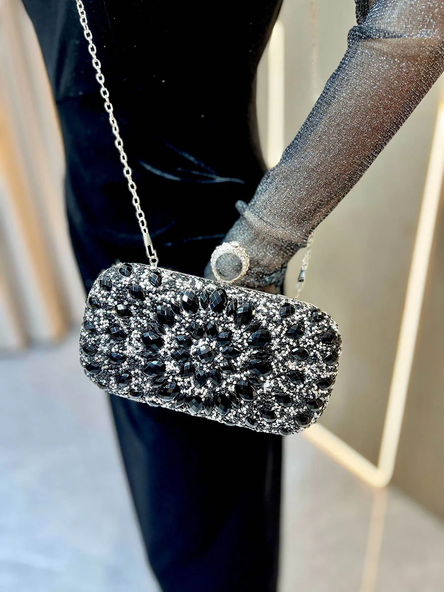 Chains Geometric Lock Rhinestone Shiny Crossbody Bags Evening Bags & Clutches - Image 7