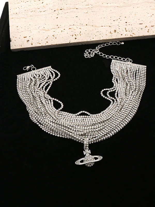 Chains Geometric Rhine Stones Shiny Necklaces Accessories - Image 3