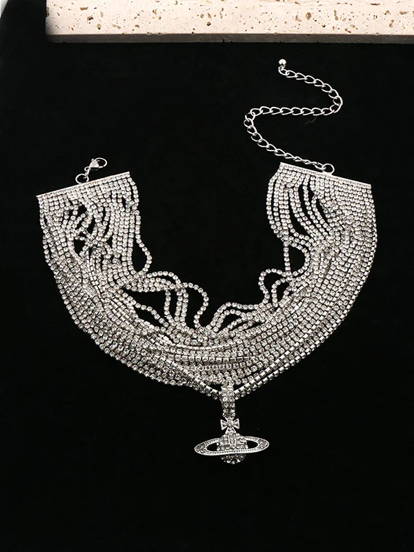 Chains Geometric Rhine Stones Shiny Necklaces Accessories - Image 4