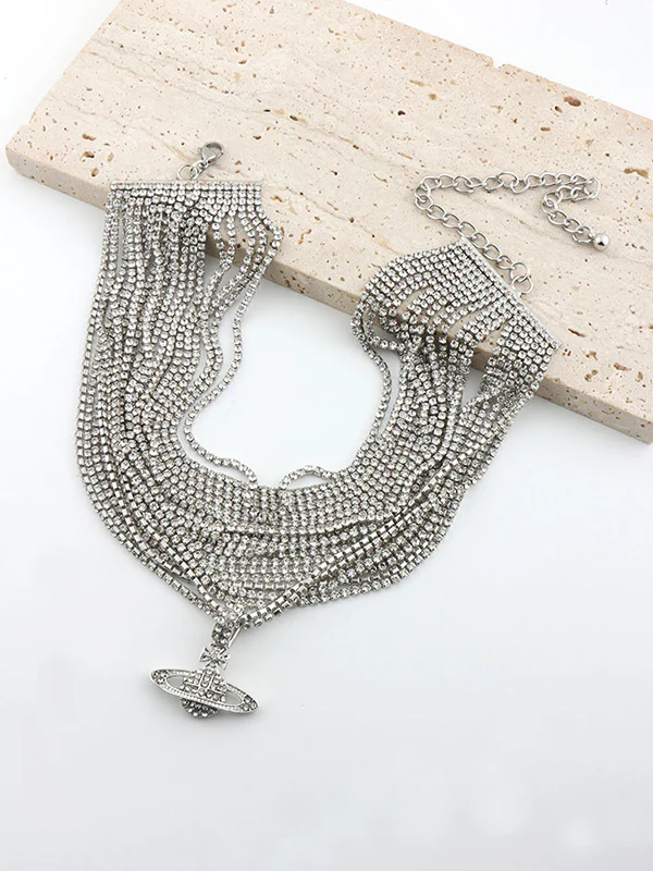 Chains Geometric Rhine Stones Shiny Necklaces Accessories - Image 5