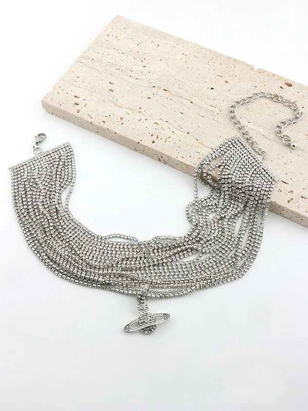 Chains Geometric Rhine Stones Shiny Necklaces Accessories - Image 6