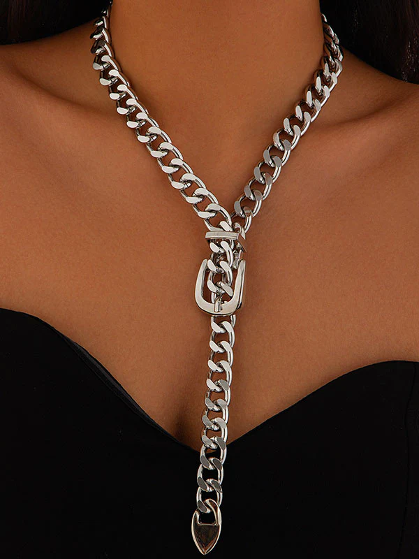 Chains Geometric Solid Color Necklaces Accessories - Image 2