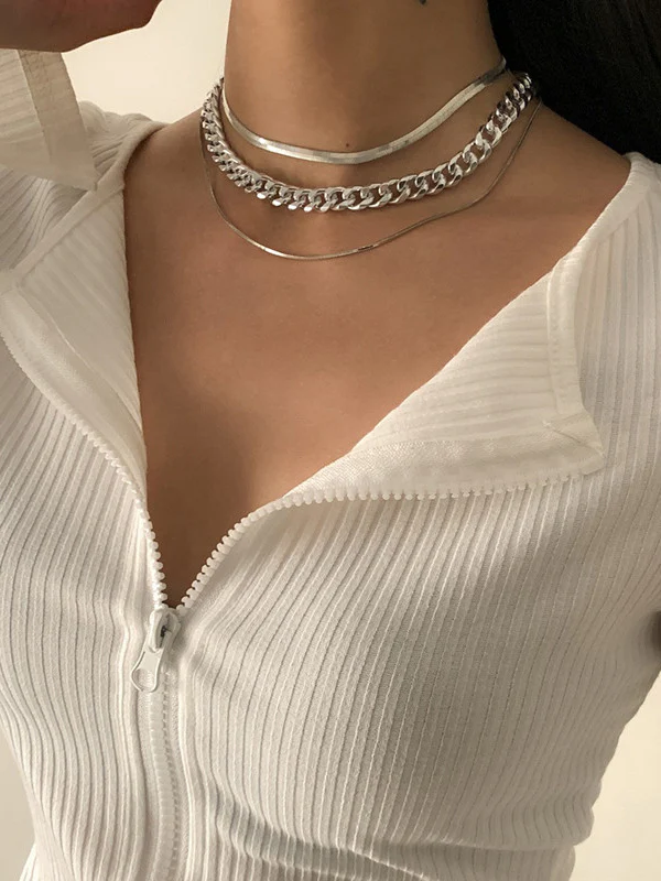 Chains Hollow Solid Color Dainty Necklace Necklaces Accessories - Image 2