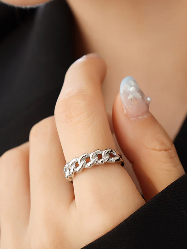 Chains Hollow Solid Color Rings Accessories - Image 2