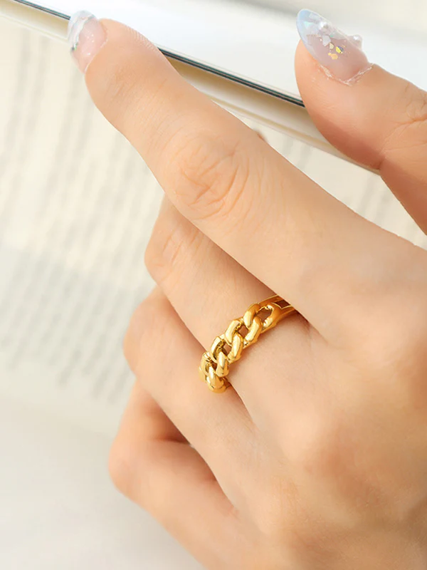 Chains Hollow Solid Color Rings Accessories - Image 4