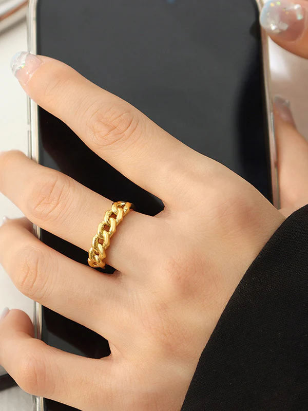 Chains Hollow Solid Color Rings Accessories - Image 5