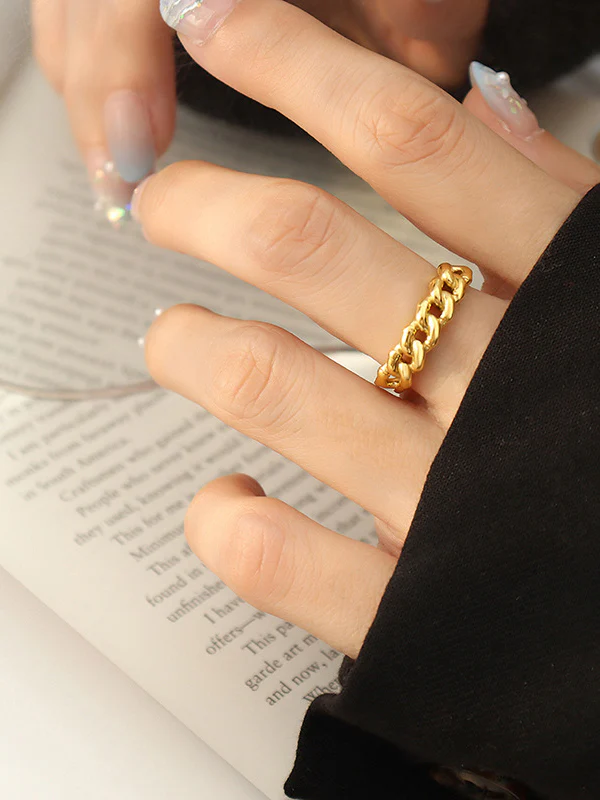 Chains Hollow Solid Color Rings Accessories - Image 6