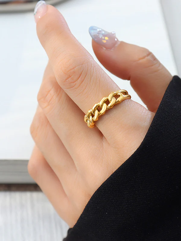 Chains Hollow Solid Color Rings Accessories - Image 7