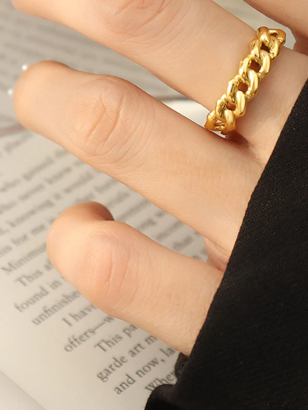 Chains Hollow Solid Color Rings Accessories - Image 8