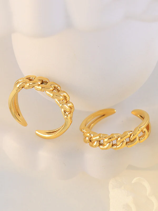 Chains Hollow Solid Color Rings Accessories - Image 9