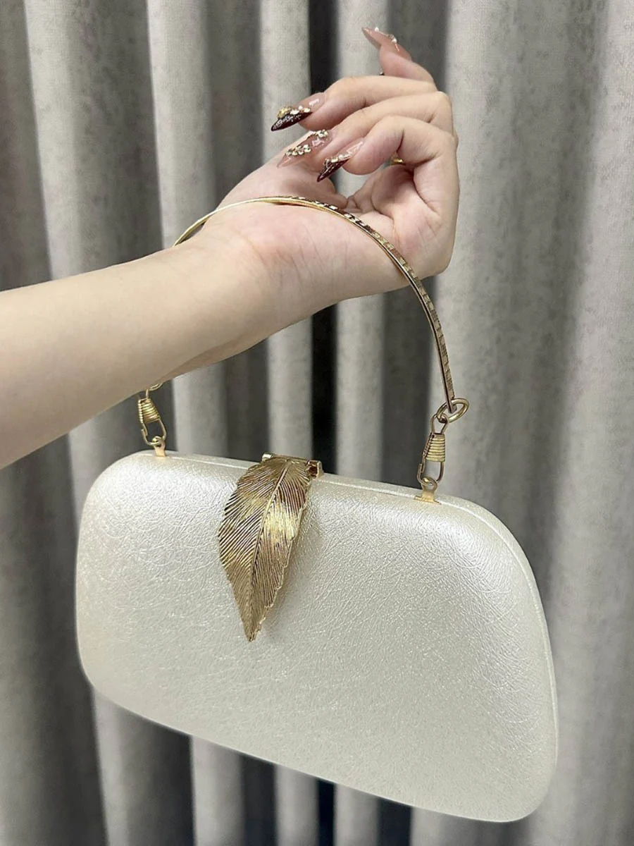 Chains Leaves Shape Lock Pleated Crossbody Bags Evening Bags & Clutches - Image 5
