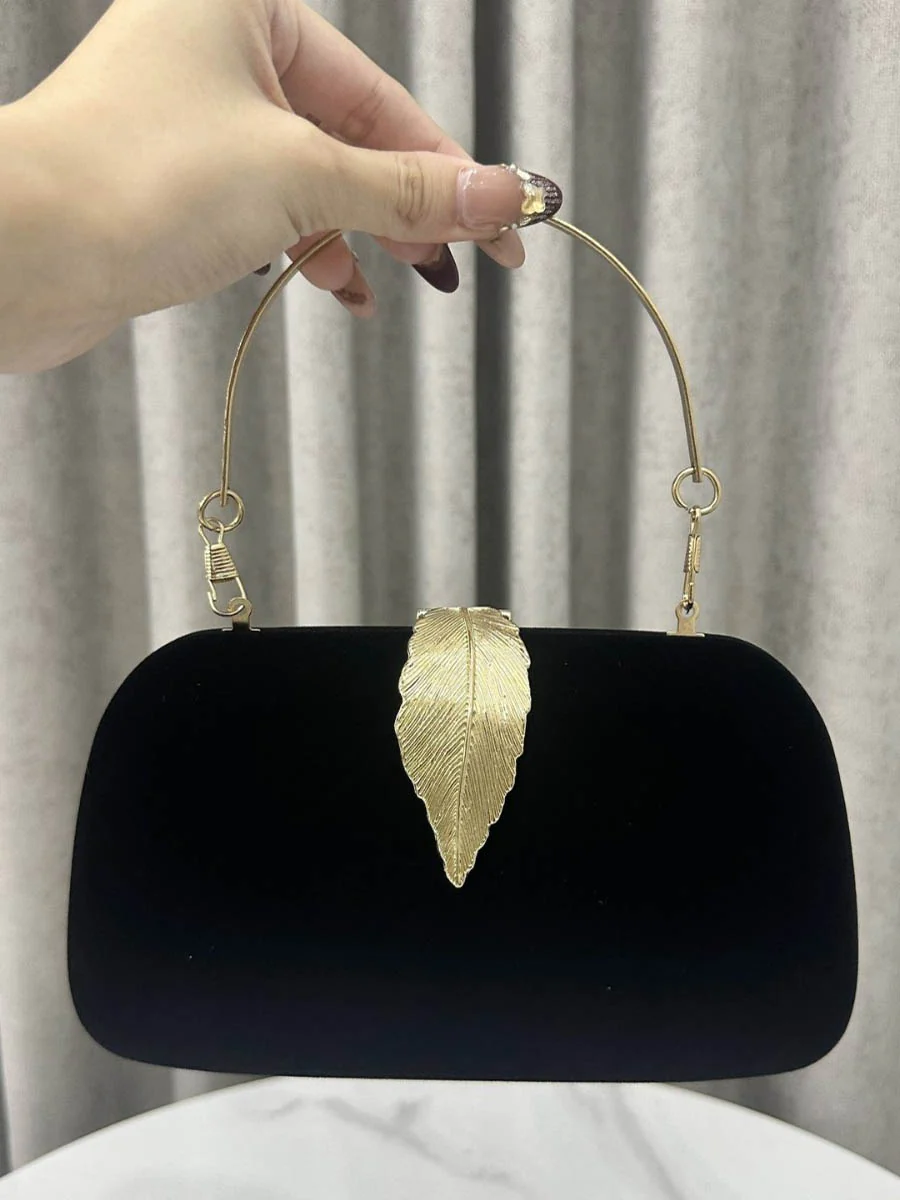 Chains Leaves Shape Lock Pleated Crossbody Bags Evening Bags & Clutches - Image 6