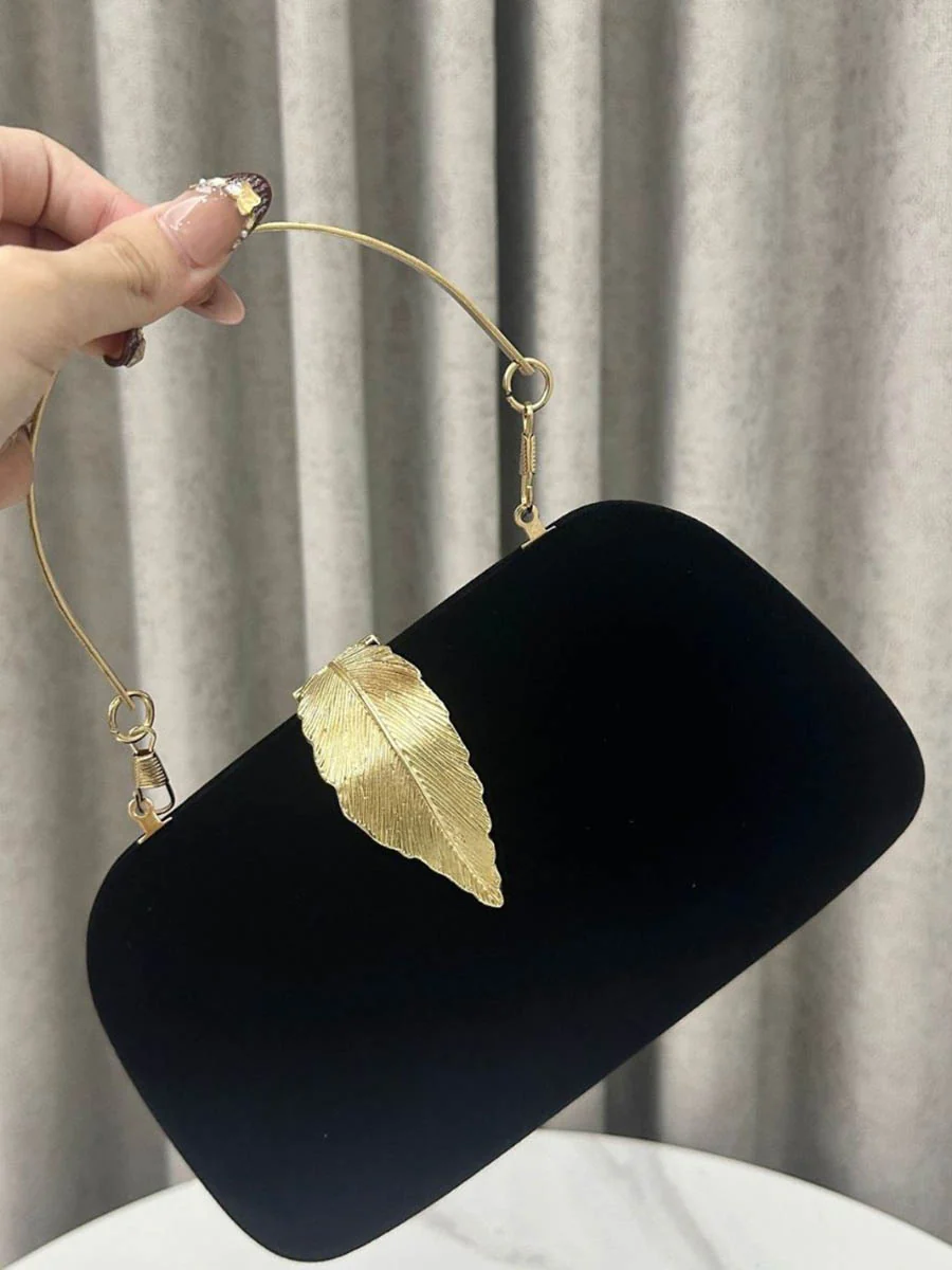 Chains Leaves Shape Lock Pleated Crossbody Bags Evening Bags & Clutches - Image 8