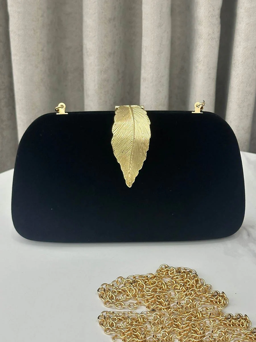 Chains Leaves Shape Lock Pleated Crossbody Bags Evening Bags & Clutches - Image 9