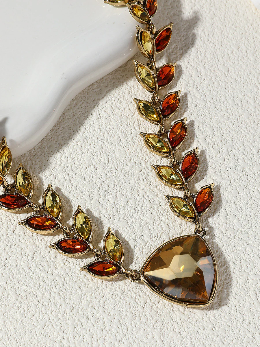 Chains Leaves Shape Rhine Stones Necklaces Accessories - Image 2