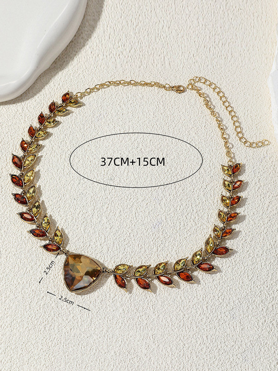 Chains Leaves Shape Rhine Stones Necklaces Accessories - Image 3
