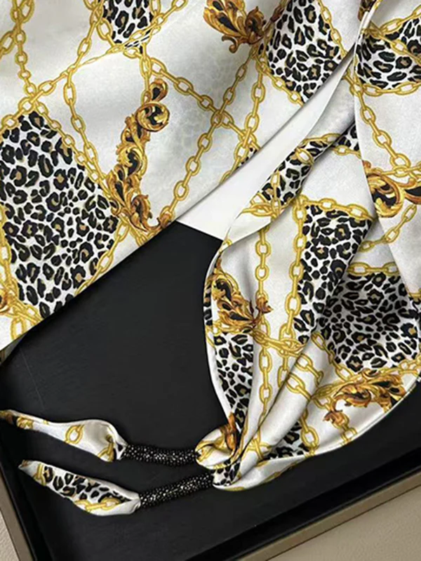 Chains Leopard Printed Scarf - Image 3