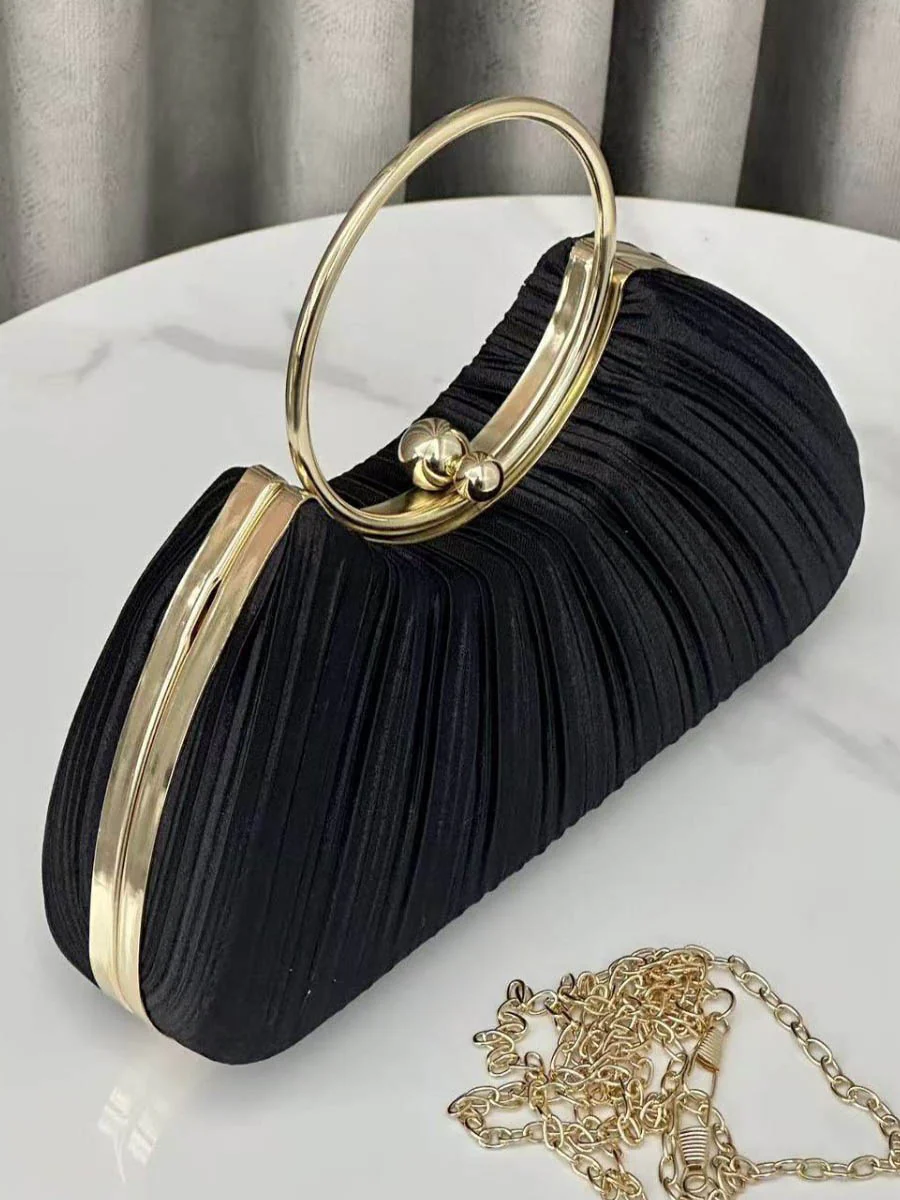 Chains Lock Pleated Crossbody Bags Evening Bags & Clutches - Image 3