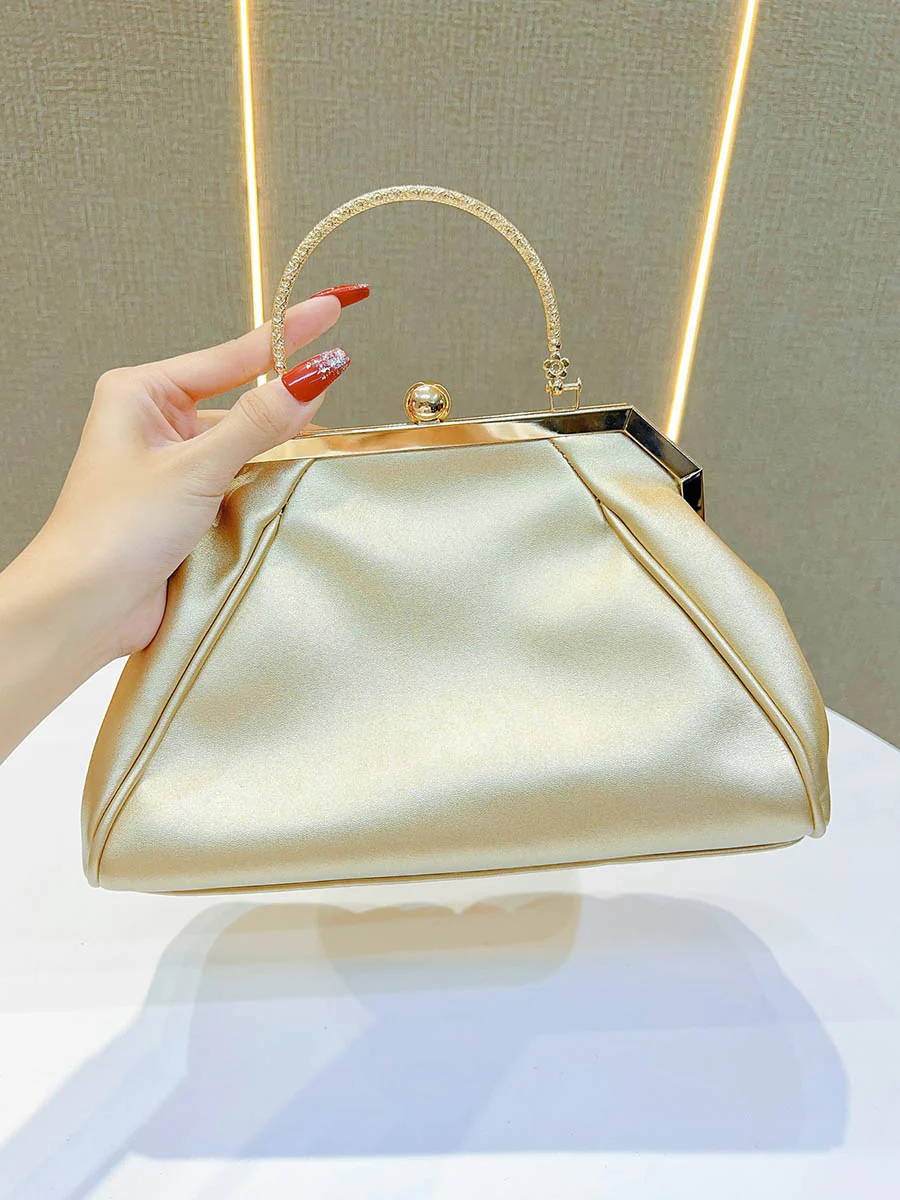 Chains Pleated Rhine Stones Split-Joint Evening Bags & Clutches Handbags - Image 11