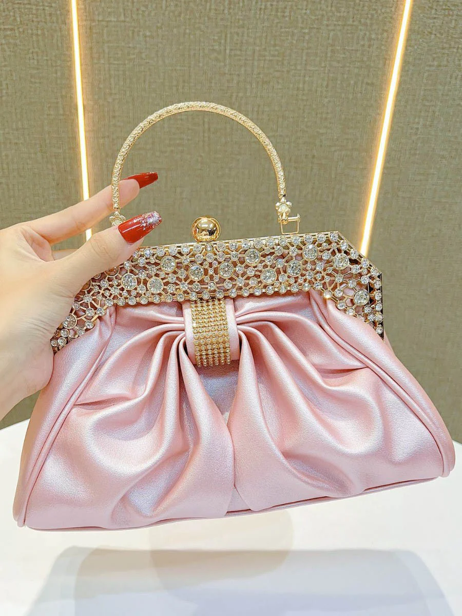 Chains Pleated Rhine Stones Split-Joint Evening Bags & Clutches Handbags - Image 3