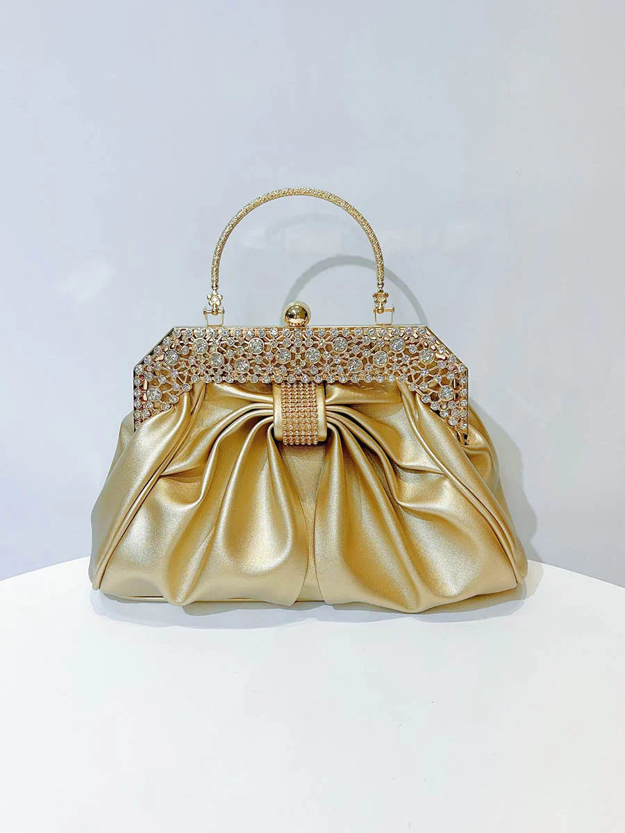 Chains Pleated Rhine Stones Split-Joint Evening Bags & Clutches Handbags - Image 6