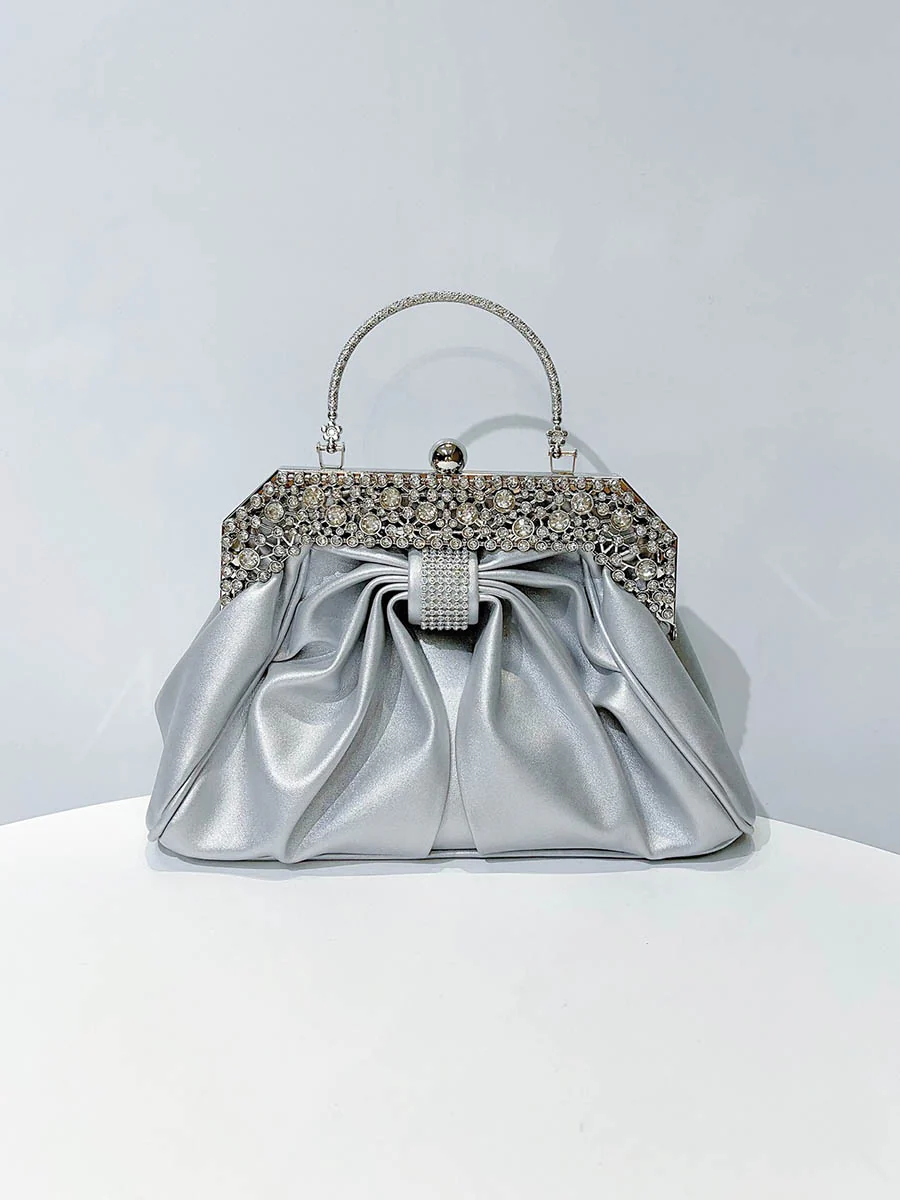 Chains Pleated Rhine Stones Split-Joint Evening Bags & Clutches Handbags - Image 7